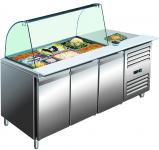 Kühltisch mit Glasaufsatz Modell GN 3100 TNS 